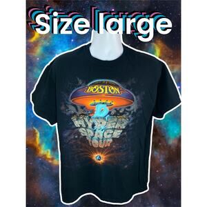 Boston Hyper Space Concert Tour Shirt Men’s Black Size Large 2017 Rock Band Tee